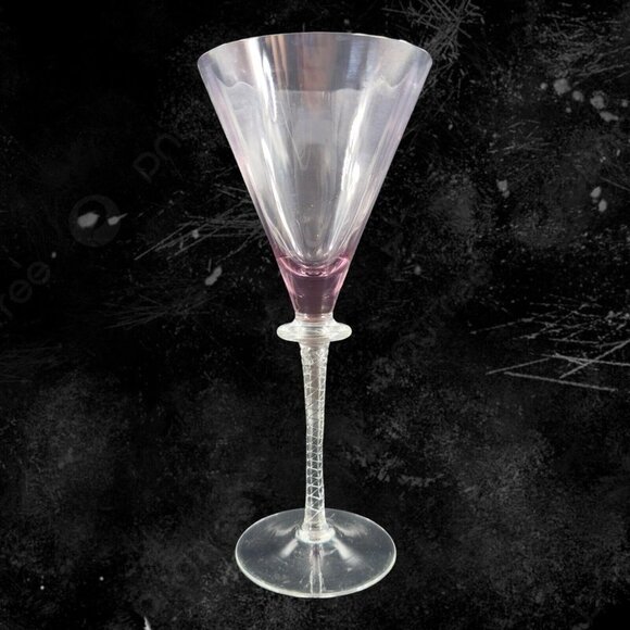 Vintage Slovakia Wine Drinking Glass Goblet Purple W Clear Swirl Bottom VTG Tall - Picture 1 of 13